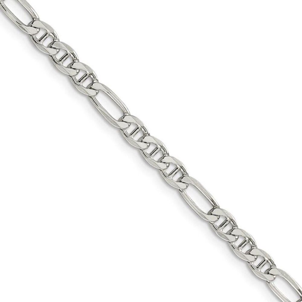 3.75mm Sterling Silver Solid Figaro Anchor Chain Bracelet, 8 Inch